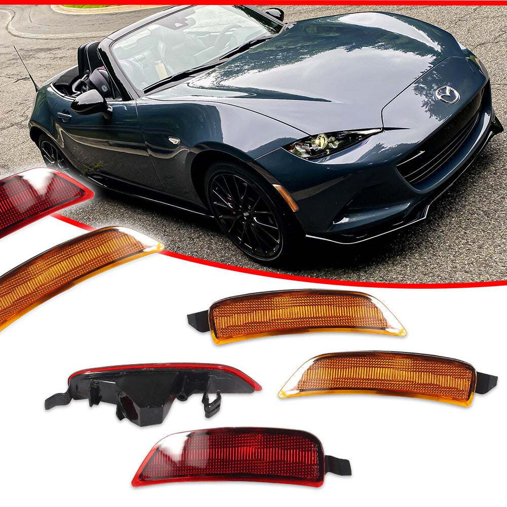 For 2016 - 2022 for Mazda Miata MX-5 Amber and Red Fender Side Marker Light Housing Kit - v