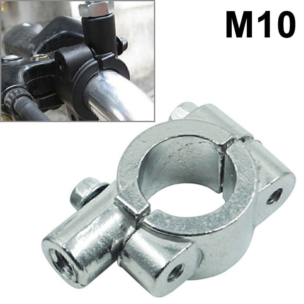 25mm M10 Rearview Handlebar Mirror Mount Holders Adapter Clamp Motor Silver Q