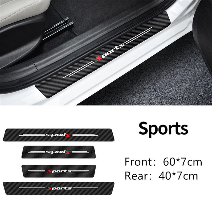 5x Carbon Fiber Sport Style Car Trunk Protector Door Scuff Sill Cover Panel Step