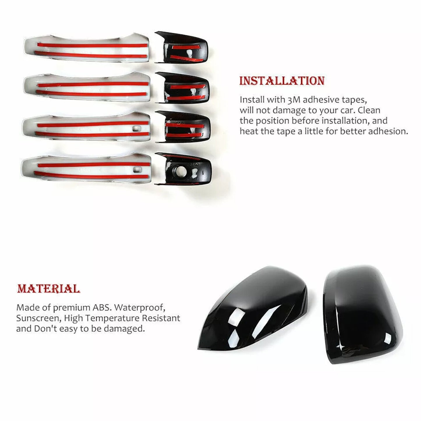 Door handle and rearview mirror housing cover kit for Jeep Grand Cherokee 2011+