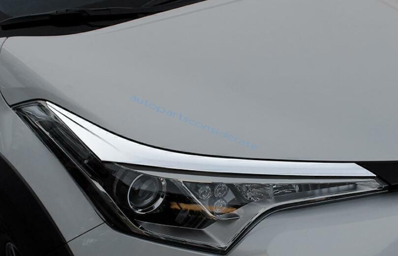 for Toyota CHR C-HR 2018-22 Chrome Front Headlight Lamp Eyebrow Strip Trim 2PCS