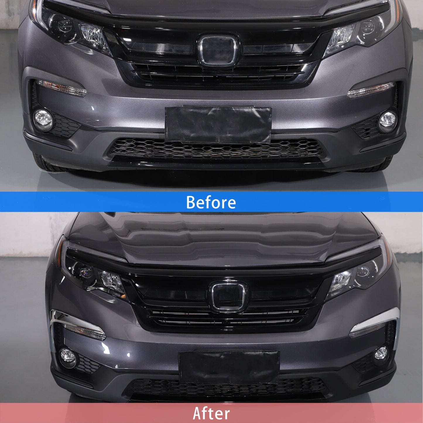 Chrome front fog light stripe protective cover trim for Honda Pilot 2019 - 2022 (2 pieces) n