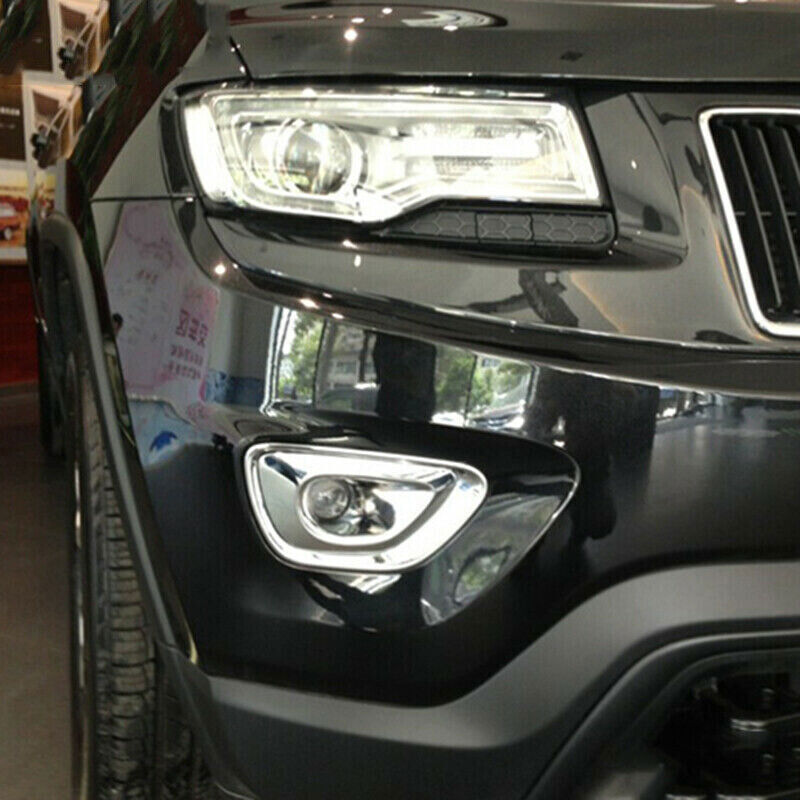 for Jeep Grand Cherokee 2014-2018 Chrome Front Fog Light Cover Lamp Bezel Trim