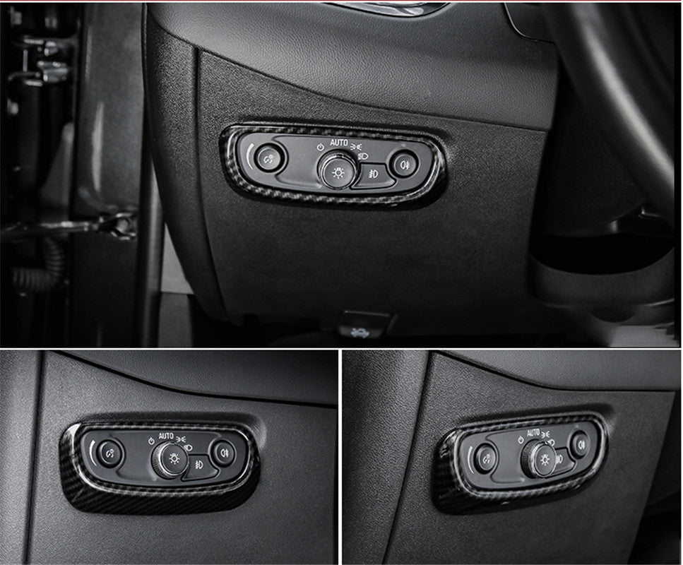 Car Headlight Button Frame Cover Trim Carbon Fiber For Chevry Equinox 2018-2021