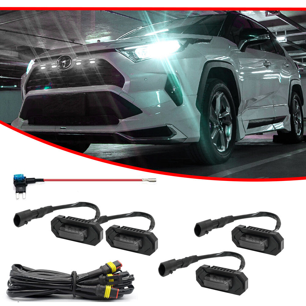 Pieces Smoked White Front Grill/Grill Mesh LED Light Kit for RAV4 2019-2022- v
