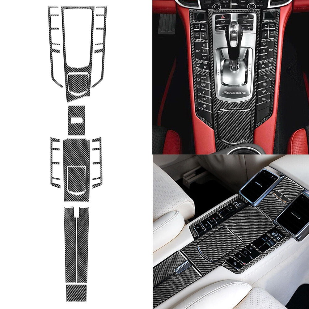 21pcs Carbon Fiber Central Control Gear Shift Cover for Porsche for Panamera 2010-16