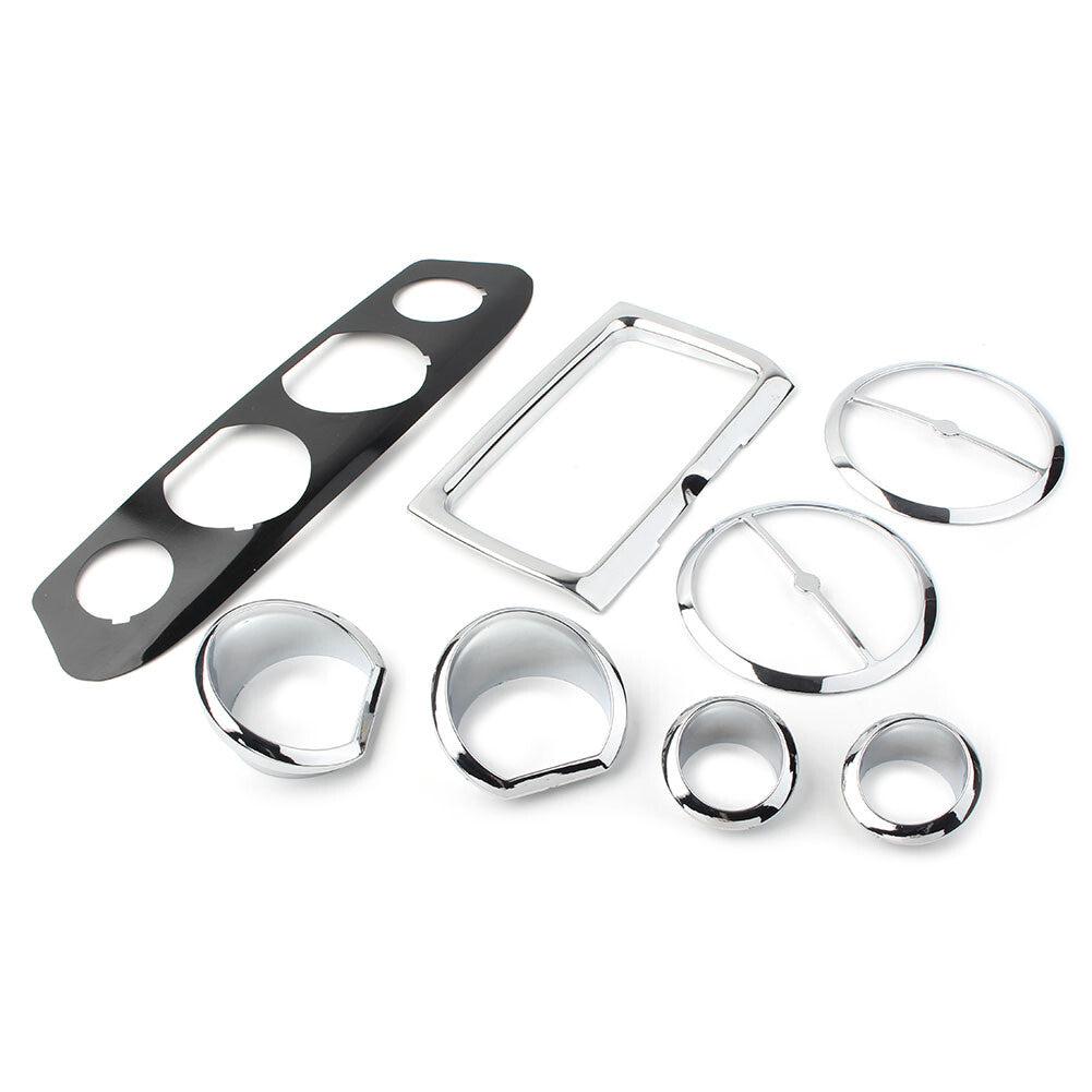 8X Chrome Gauge Bezel Trim Mount Plate for Harley Touring Electra Glide 2014-up