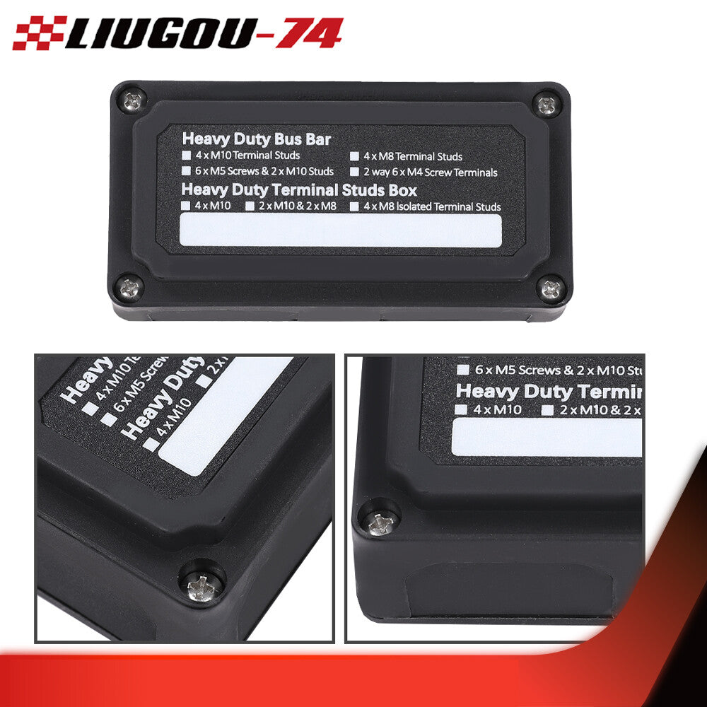 12-Terminal Grounded Distribution Wiring Block Heavy Duty Bus Bar 12V- v