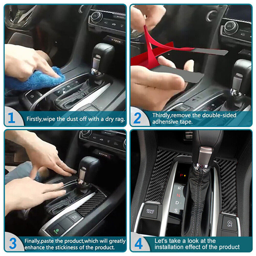2x for Toyota Tacoma 2016-2022 Carbon Fiber Interior Floor Console Cover Trim