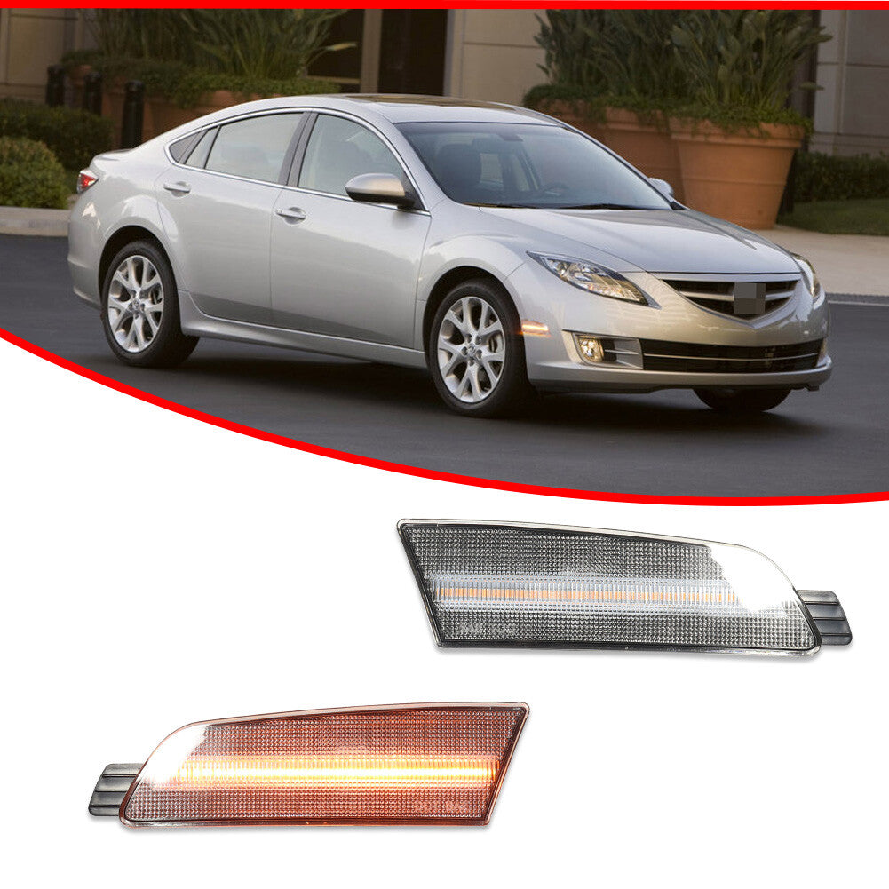 Transparent lens amber LED light front marker light pair suitable for 2009-2013 for Mazda 6- v