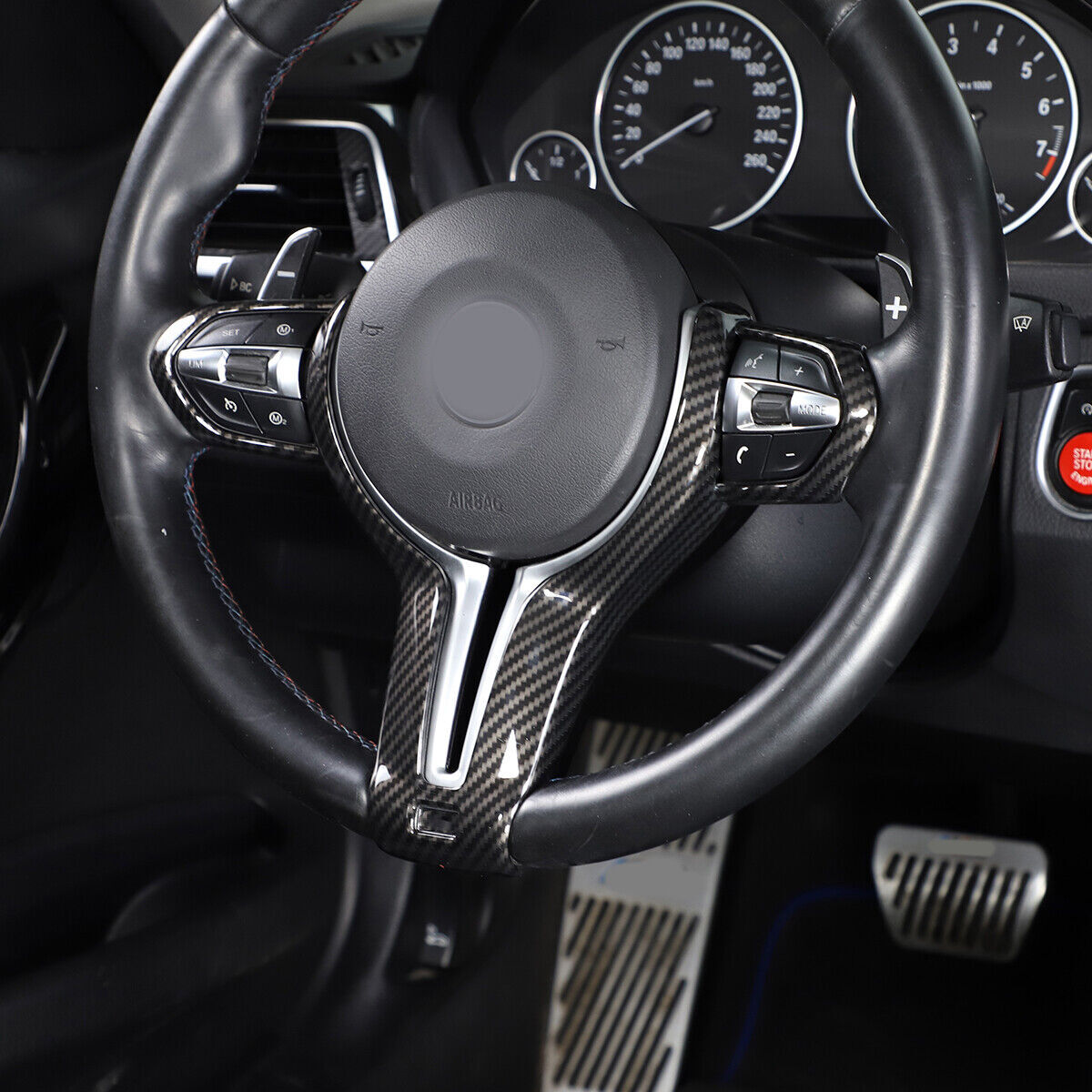 for BMW M3 M4 M5 X5 X6 X3 Carbon Fiber ABS Steering Wheel Frame Cover Trim
