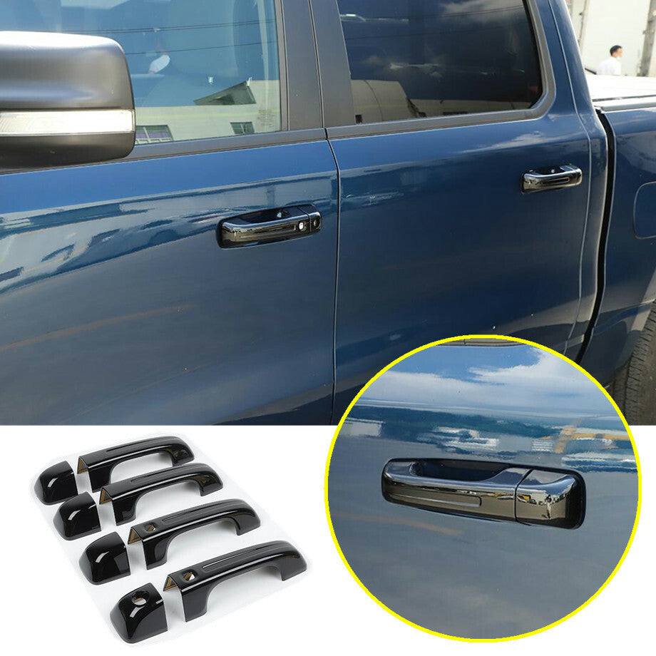 ABS Gloss Black Door Handle Trim 8 Suitable for 2019-2022 for Dodge for Ram 1500