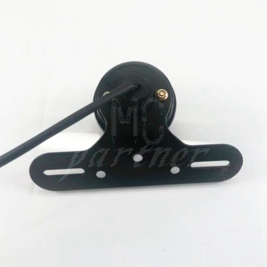Black Round LED Tail Brake Light License Plate for Harley Bobber Chopper Q