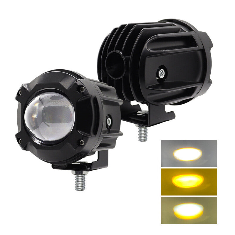 Pair LED Motorcycle Headlight Yellow White Hi/Lo Spot Light Driving Fog Lamp v