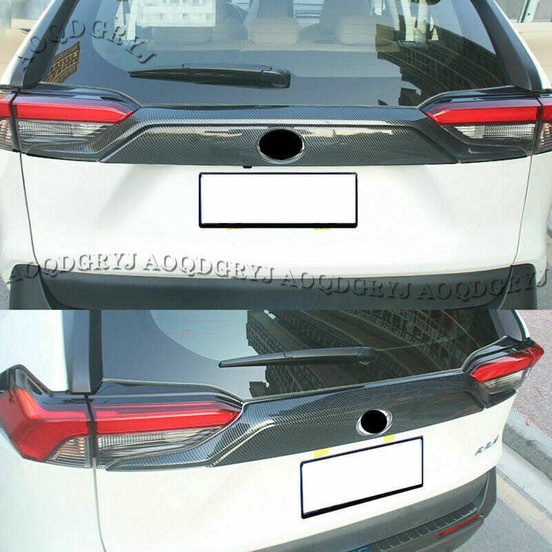 2pc Carbon Fiber Rear Trunk Lid Tailgate Moulding Trim for TOYOTA RAV4 2019-2024