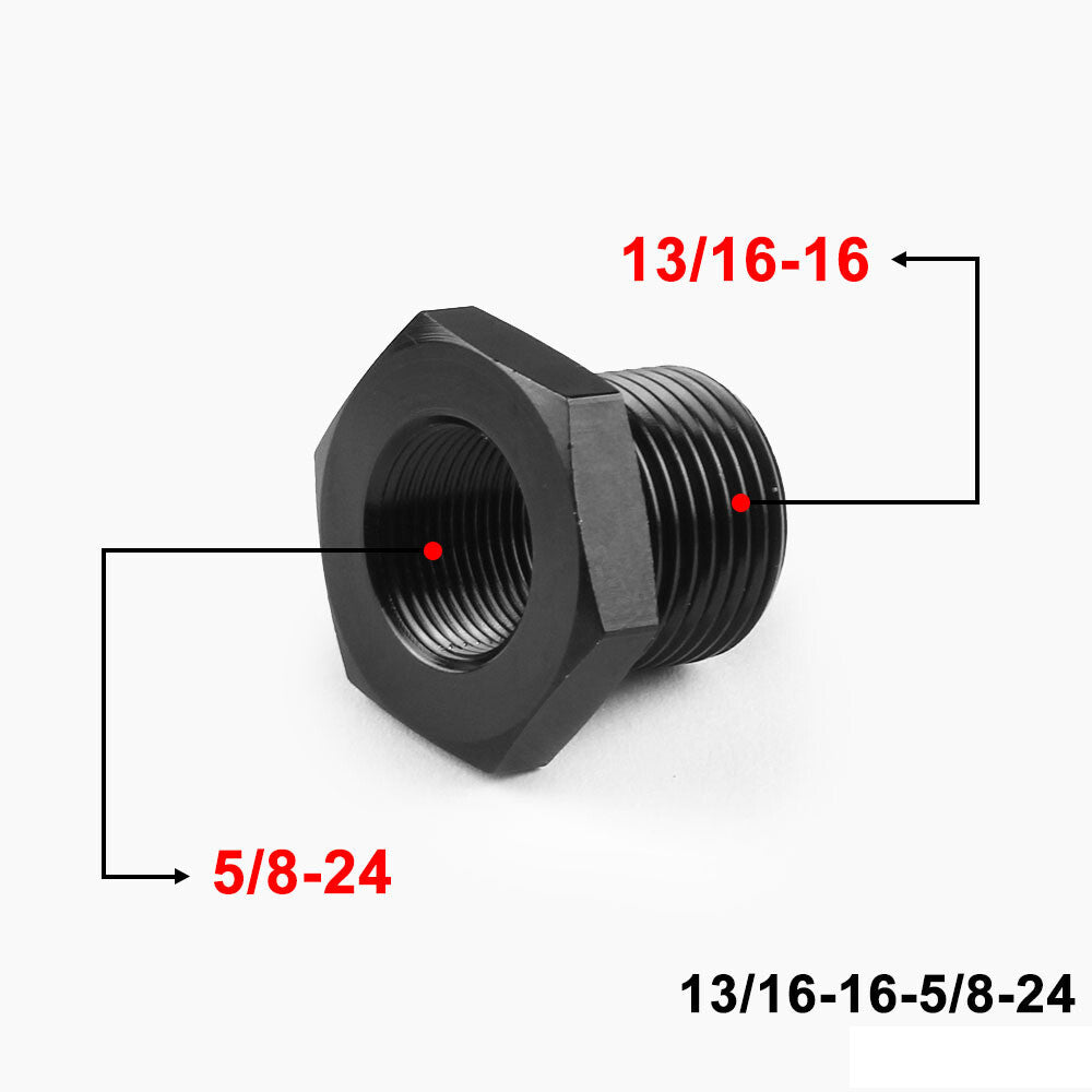 2pcs Aluminum 5/8x24 to 13/16x16 Automotive Threaded Oil Filter Adapter Black
