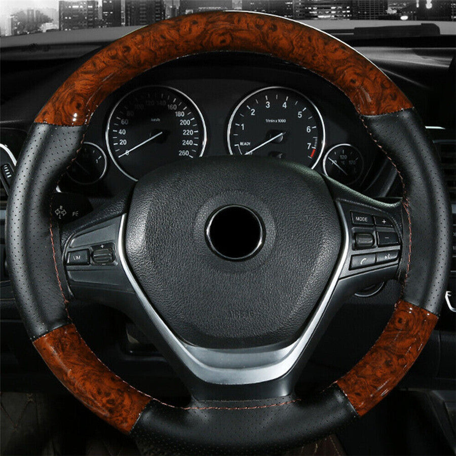 DIY Car Steering Wheel Cover Leather Protector Parts For All Seasons W/Needle