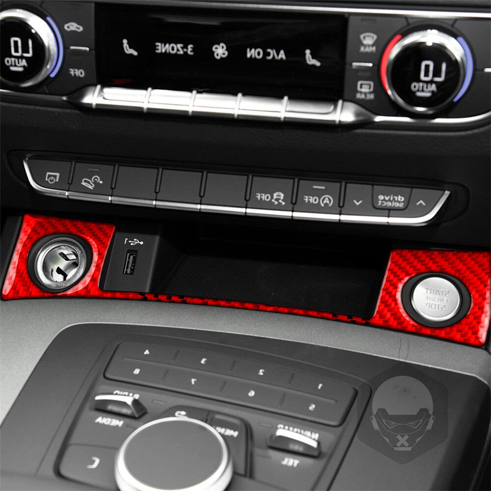 for Audi Q5 Q5L 2018+ RHD Engine Start Stop Button Switch Cover Red Carbon Fiber