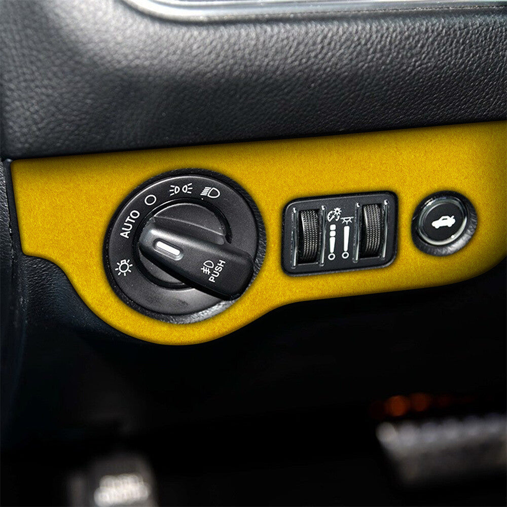 for Dodge for Challenger 2015+ Charger 2010+Suede Yellow Inner Headlight Switch Trim