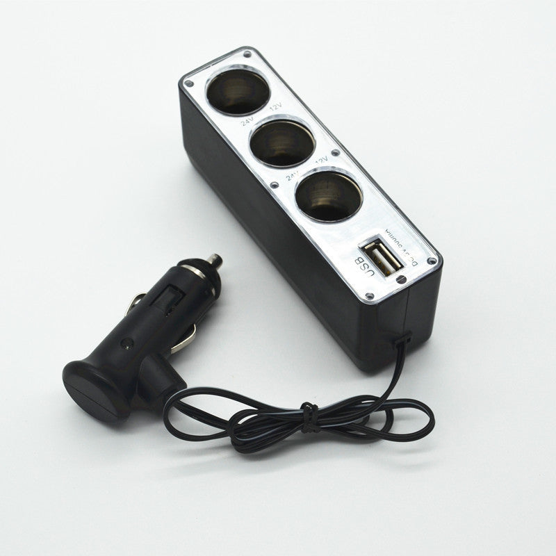 Car 3 Socket 1 USB Power Supply Cigarette Lighter Splitter Plug Charger Adapter