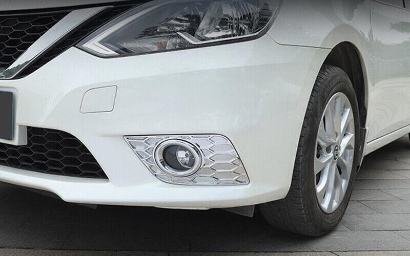 for Nissan Sentra 13-2019 ABS Chrome Front Fog Light Lamp Moulding Cover Trim 2X