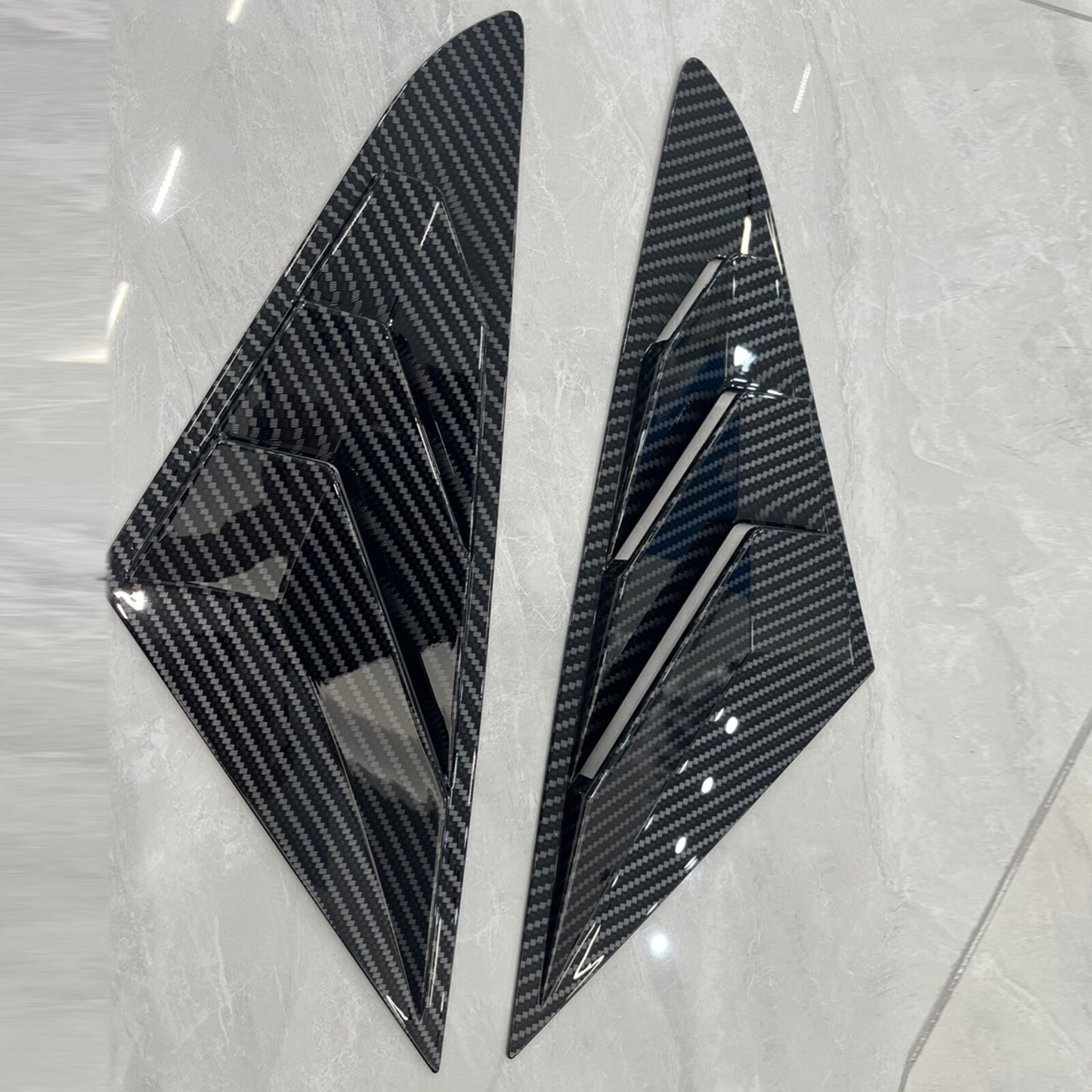 2x Carbon Fiber Style Texture Rear Window Louver Shutter Trim for Hyundai Sonata