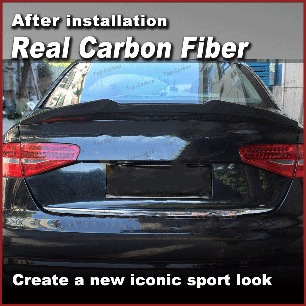 REAL CARBON Rear Trunk Spoiler Wing Lip Fit for Audi A4 B8.5 A4L Sedan 2013-2016