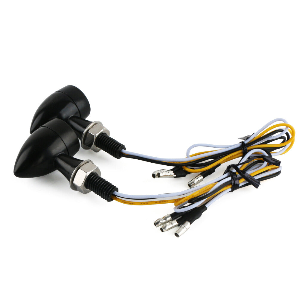 Pair Motorcycle for Mini Red Turn Signal Blinker + DRL Light For Bobber Cafe Racer Q
