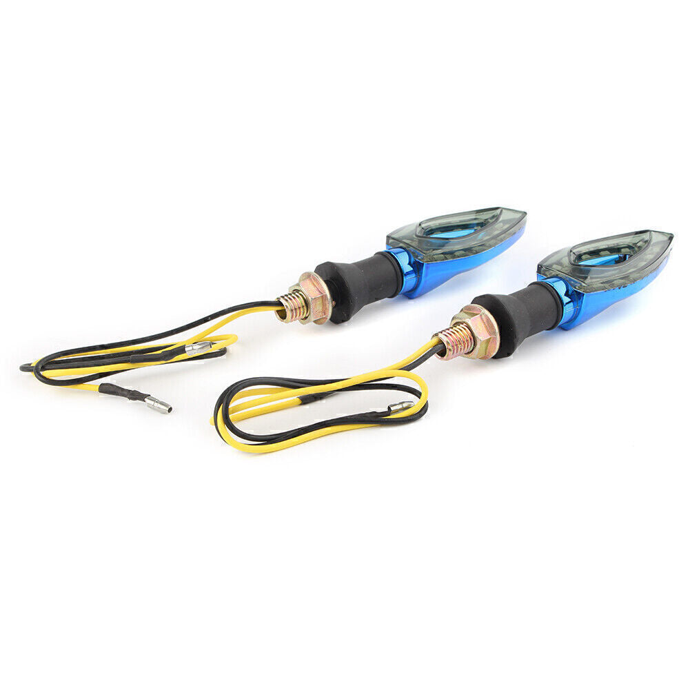 2x Universal 12V LED Turn Signal Indicator Blinker Amber Light Lamps Blue Q