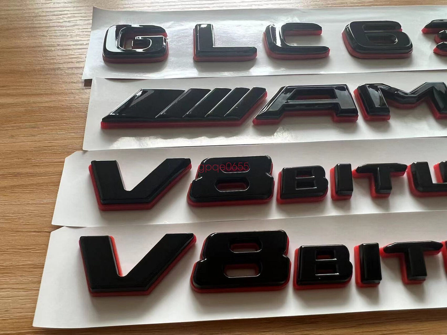 Black RED GLC63 AMG V8 BITURBO Emblem Badge Sticker Set For NEW AMG