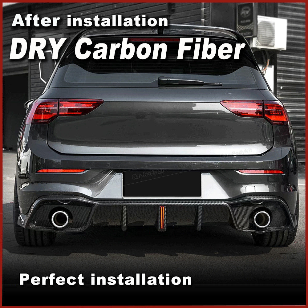 for Volkswagen for VW MK8 for Golf 8 GTI 2020+ Dry Carbon Fiber Rear Bumper Diffuser Lip