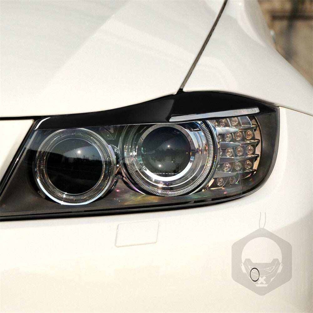 Gloss Black Front Headlight Eyelids Eyebrow Cover for BMW 3 Series E90 2009-2012
