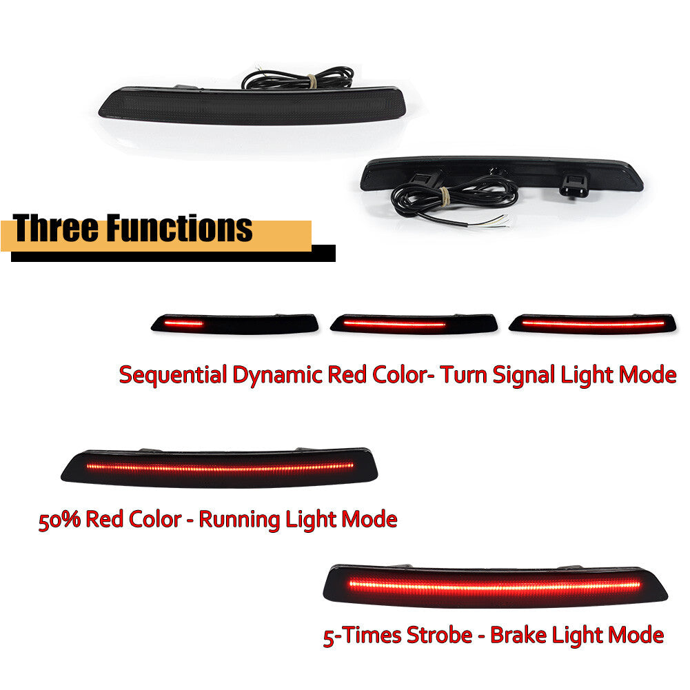 Pack Fit for Acura TL 2012-14 Smoked Red LED Rear Bumper Reflector Tail Brake Light - v