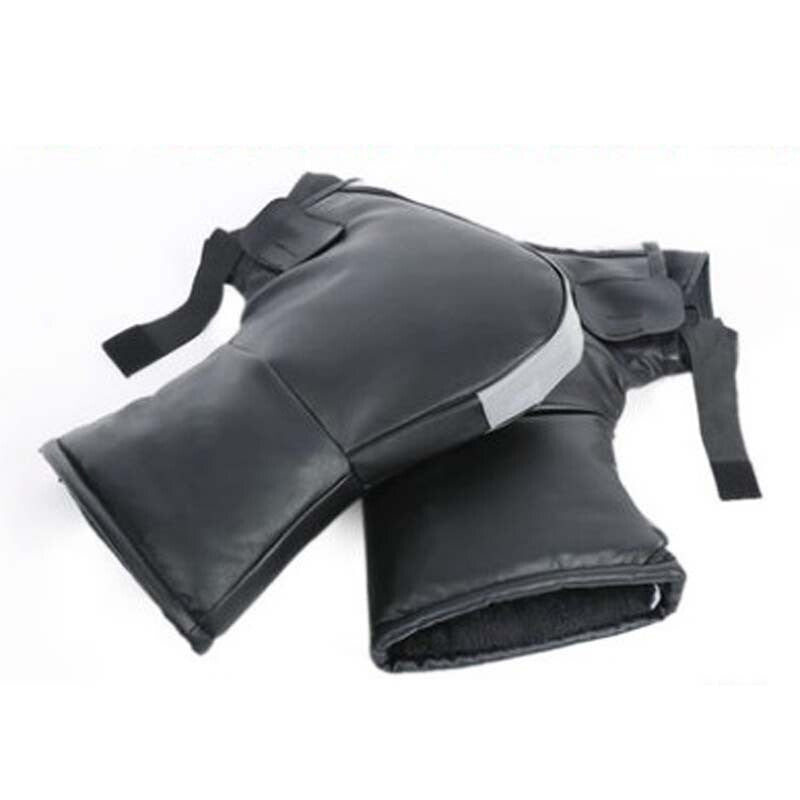 Motorcycle Handlebar Gloves Hand Fur Muffs PU Leather Winter Thermal Warm Mitts v
