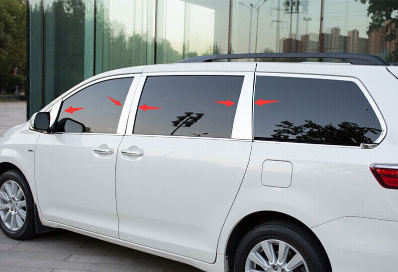 Silver stainless Outside Window BC-Pillar Panel Trim for Toyota for Sienna 2011-2019