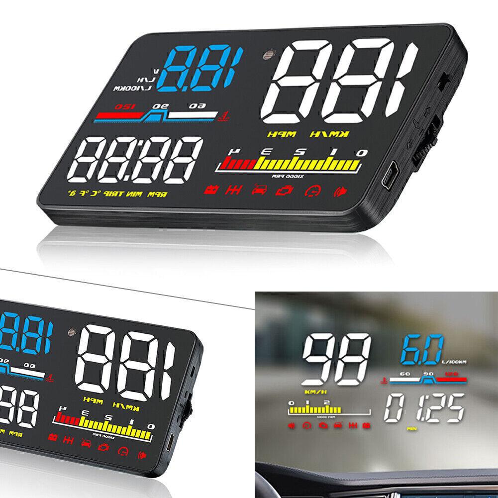 HUD D5000 OBD2 Head-Up Display, Digital Speedometer Projector, Overspeed Alarm