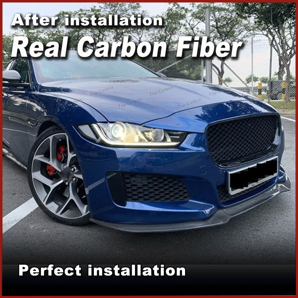 REAL CARBON Front Bumper Chin Lip Spoiler Fit for Jaguar XE X760 Sedan 2015-2017