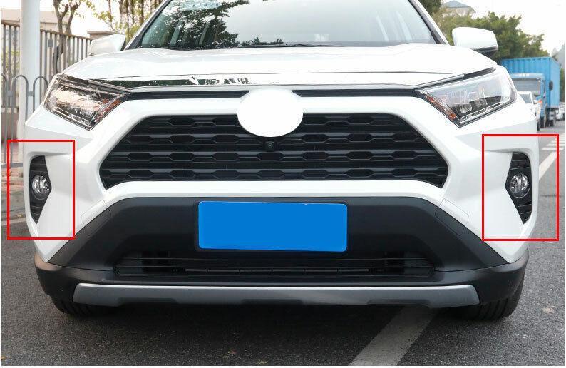 Carbon Fiber Exterior Front Fog Light Frame Trim 2PCS for Toyota RAV4 2019-2023