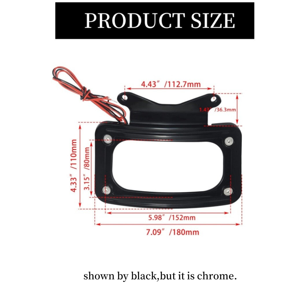Chrome curved license plate mount with LED lights suitable for Harley Road Street Glide- n