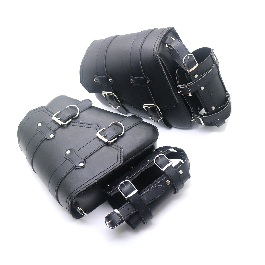 2Pcs PU Leather Black Side Saddlebags With Drink Holder Bag for Harley Sportster Q