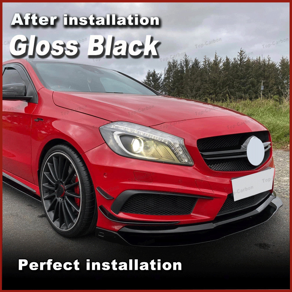 for Benz W176 A250 A45 Gloss Black Front Bumper Fins Canards Lip Splitters