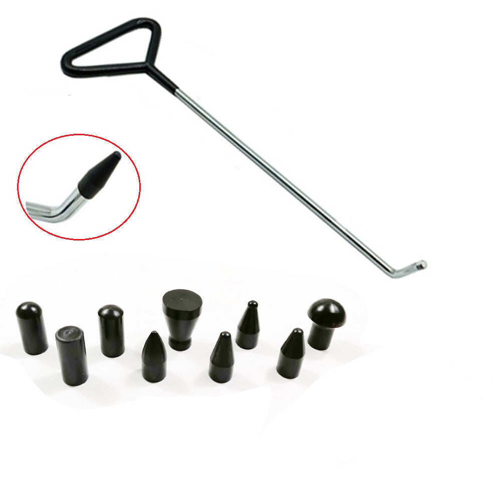 Paintless Dent Removal Tools, Rods Tools Hook Tools Push Rod with 9PCS Tap Heads v