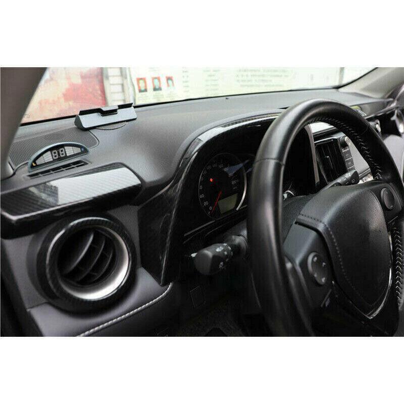 for Toyota RAV4 13-2018 Carbon Fiber Style Dashboard Panel Decor Cover Trim 1PCS