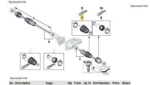 Front Axle Inner Joint Boot Kit for F25 X3 F26 X4 20iX 28iX 35iX 31607620599 v