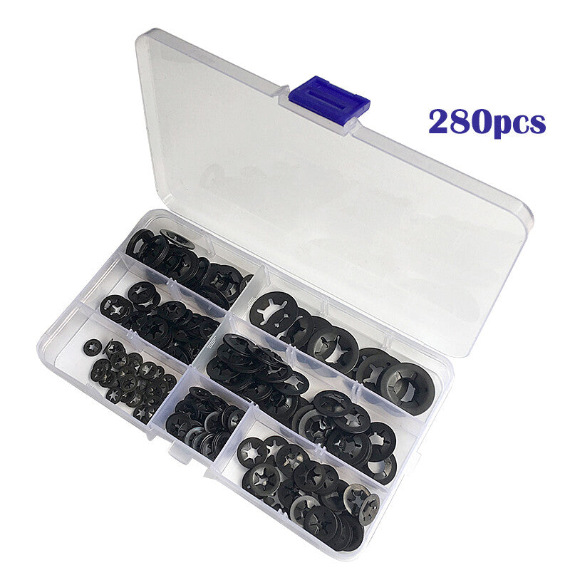 Starlock push-lock washer speed clamping fastener kit with 7 sizes of internal teeth - n
