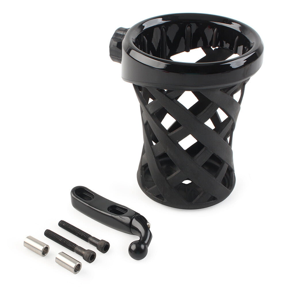Universal Handlebar Cup Holder Drink W/Mesh Basket Mount Longer for Harley Motor Q