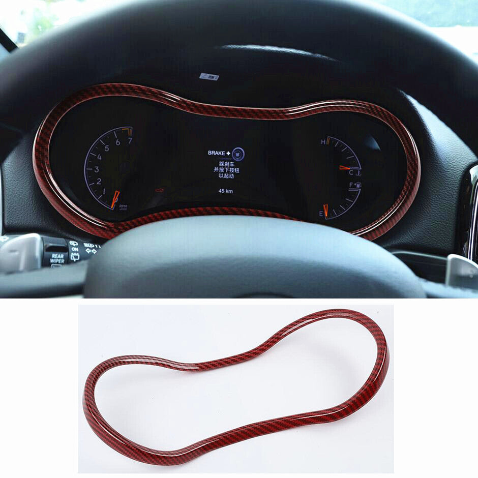 For 2014-2020 for Jeep Grand Cherokee Red Carbon Interior Dashboard Panel Trim Ring v