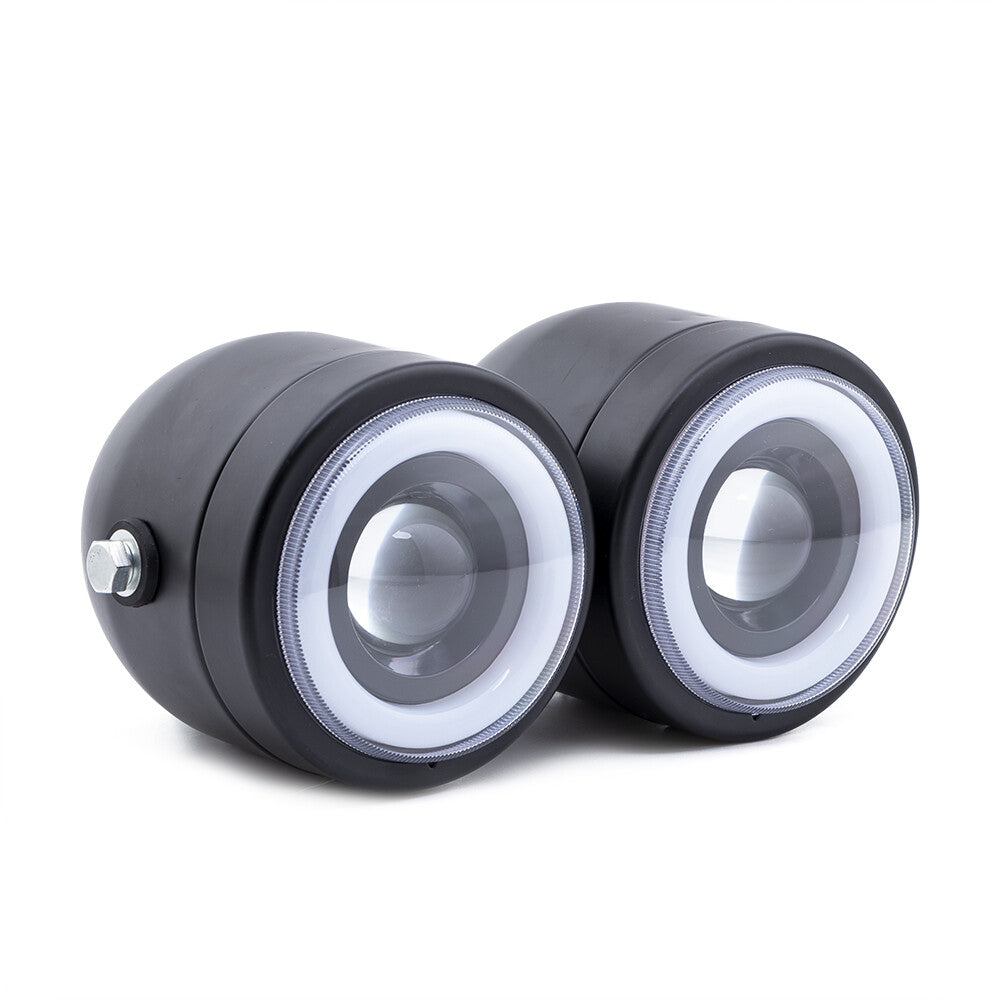Motorcycle Black LED Twin Headlight Double Dual White DRL Lamp for Honda for Yamaha Q