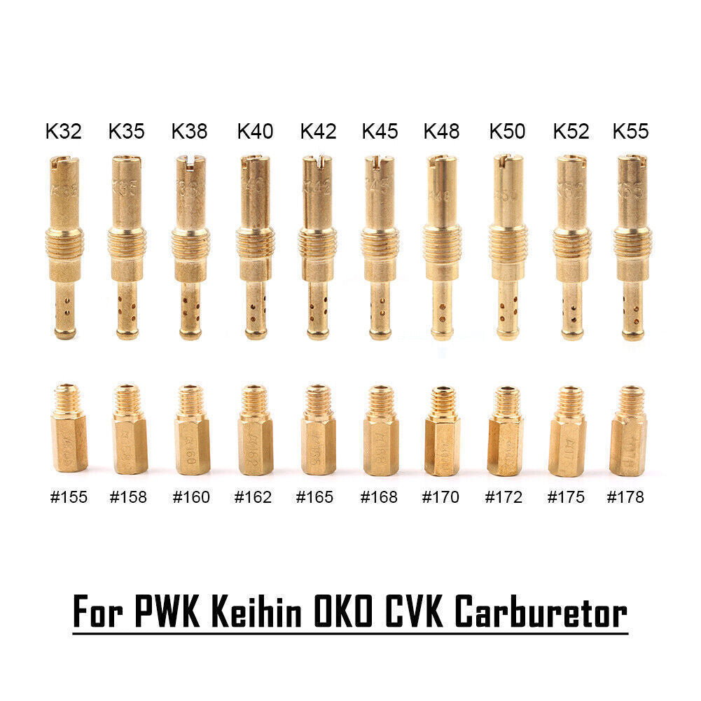 20PCS Carburetor Main Jet Kit Slow/Pilot Jet Set For PWK Keihin OKO CVK Type