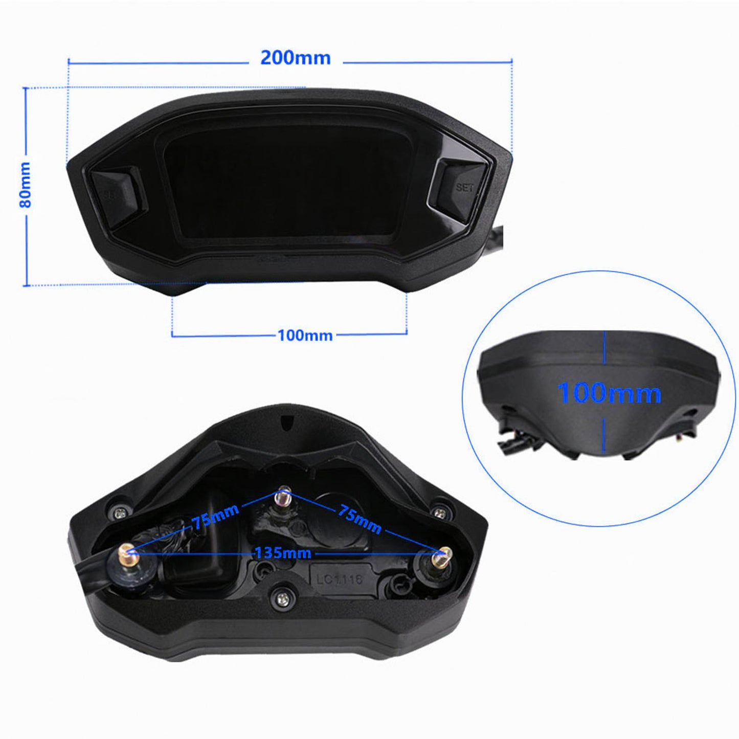Motorcycle Speedometer Universal LCD Digital Gauge Fuel Level S2M3 Q